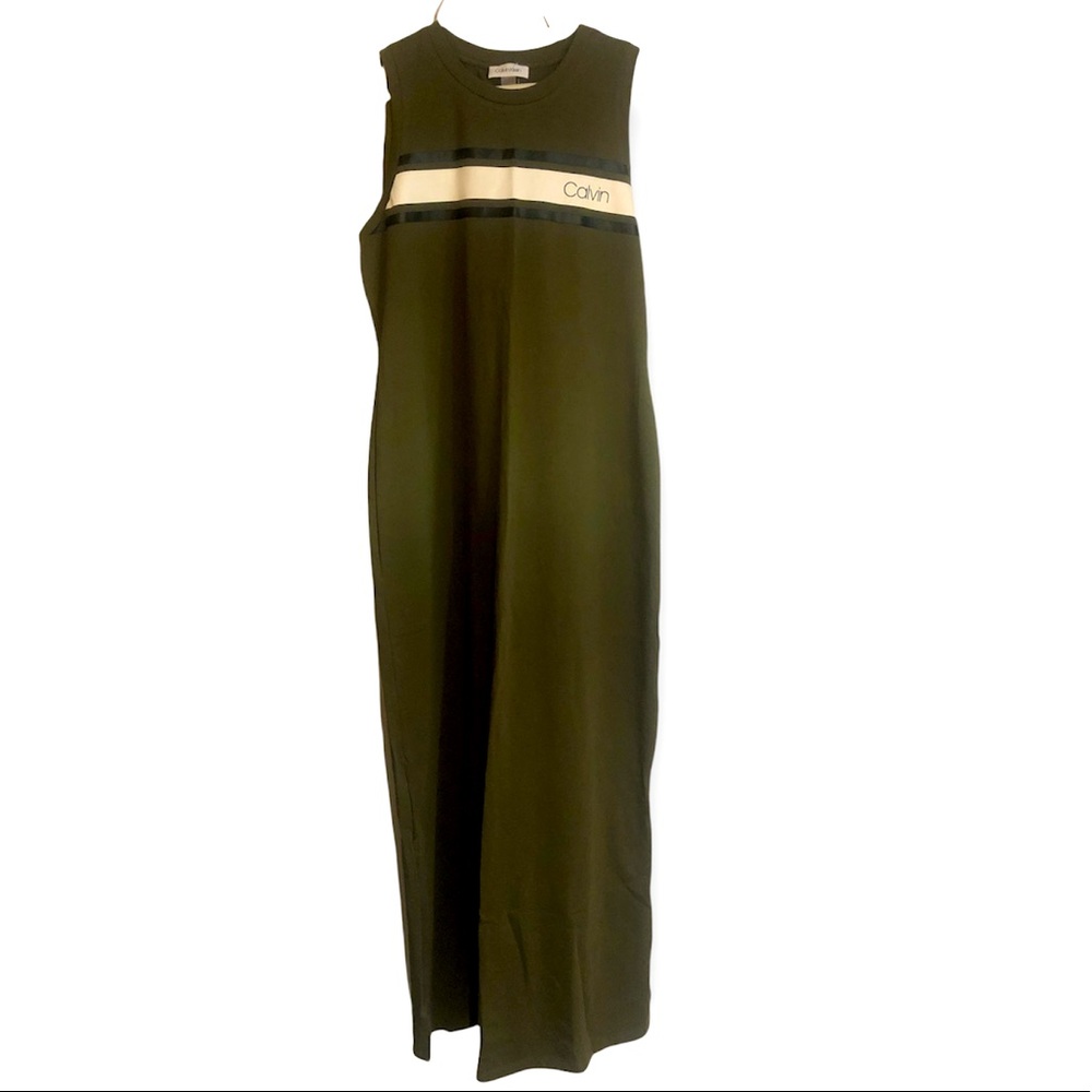 New Calvin Klein Olive Long dress
